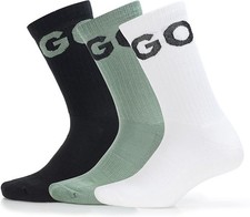 3 Pack HUGO Men  s Iconic Ribbed Cotton Socks Blue Denim Size 7  13