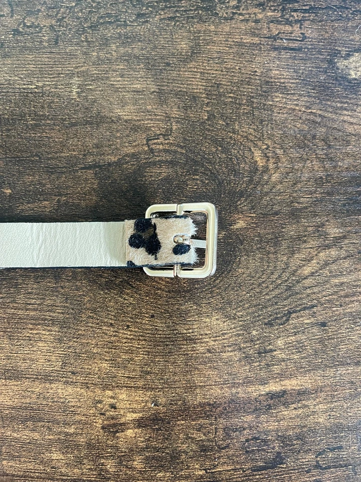 Women Leopard Print Belt Faux Fur Hair Calf Skinny Fashion Size XS/S Bold Style - Image 4 of 4