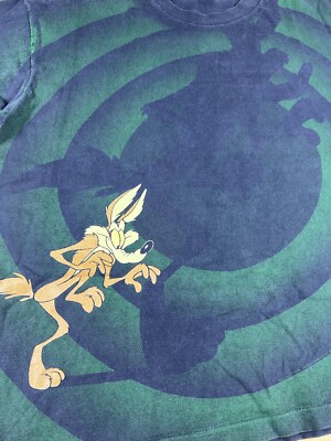 Vintage Looney Tunes All Over Print Shirt Mens Large Wile E Coyote