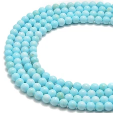 Light Blue Turquoise Smooth Round Beads 4mm 6mm 8mm 10mm 15.5" Strand