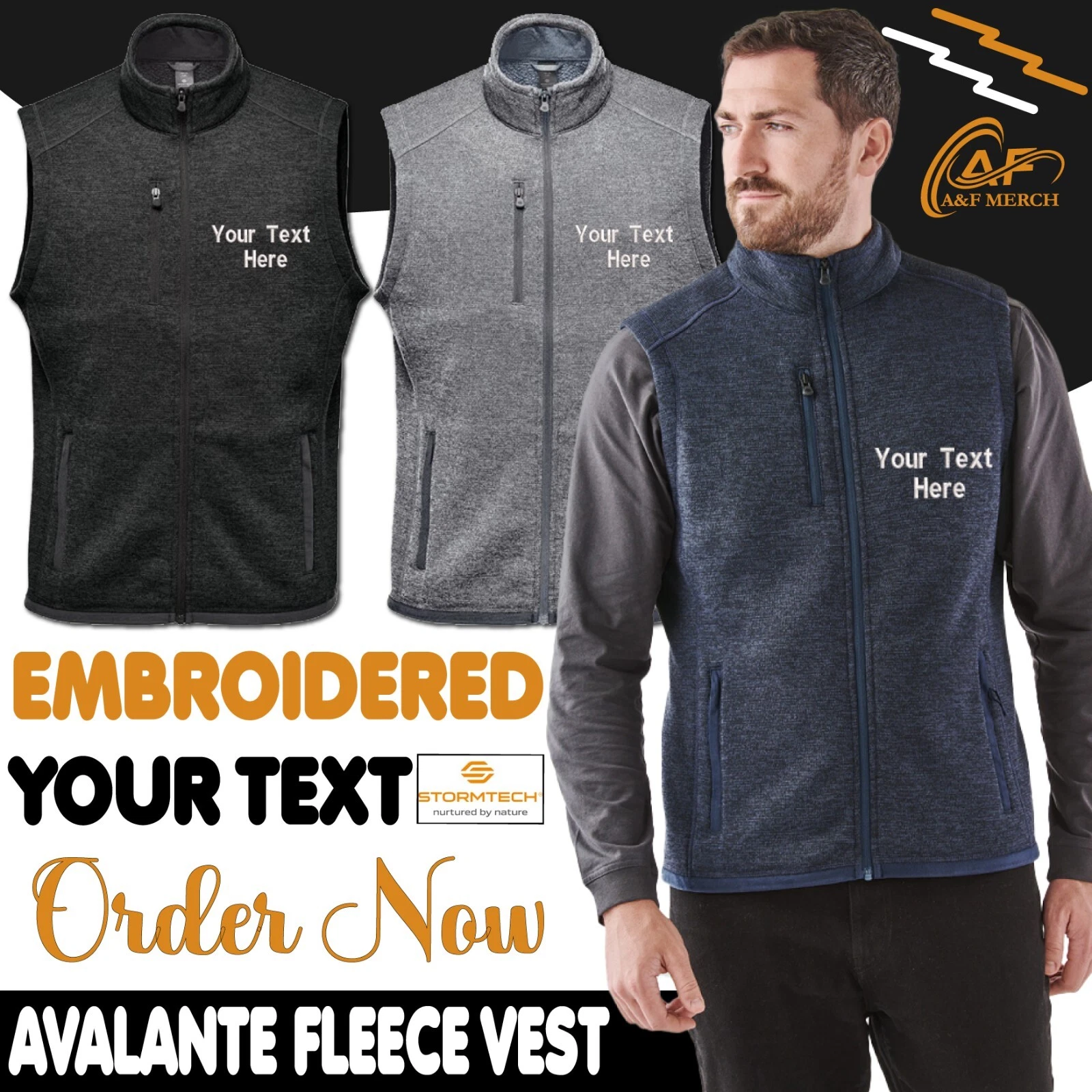 Personalised Custom Embroidered Stormtech Premium Avalante Stylish Fleece Vest