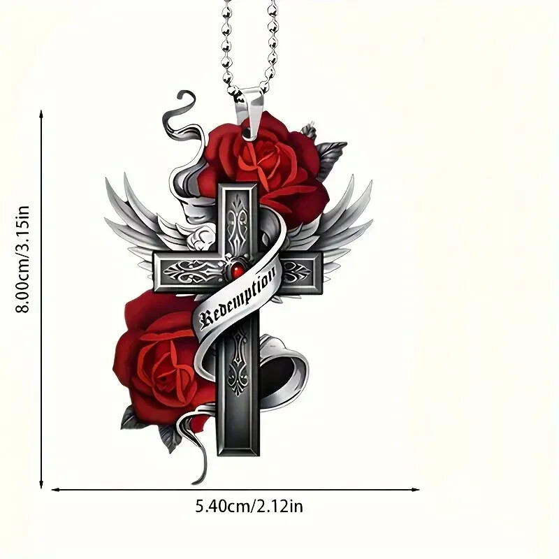 Red Rose Cross Redemption Acrylic Pendant Hanging Ornament | eBay
