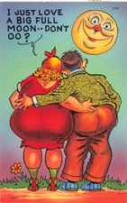 I Just Love A Big Full Moon Vintage Cartoon Postcard