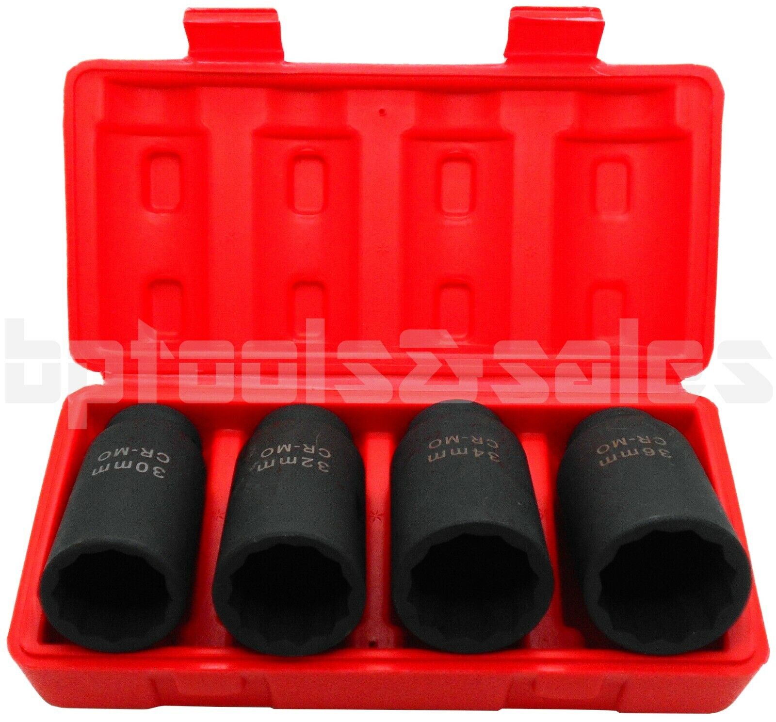 4pc 1/2" Dr Deep Spindle Axle Nut Socket Set 12 POINT METRIC 30mm 32mm 34mm 36mm