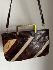 Vintage Snakeskin Handbag Purse 80s / 90s 13 Wide 8.5 Tall Zip Closure. VGC