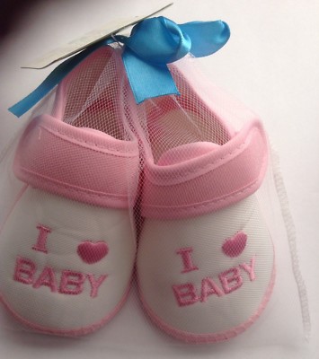 Baby Booties Size 6-12 Months Pink Shoes Girl Baby Shower Gift