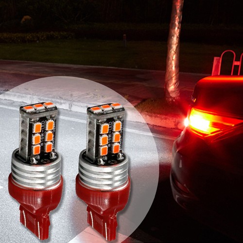 2x T20 7443 15 LED RED Dual Filament Bulb Car Brake Lamp Turn Signal Tail Light - Picture 9 of 13