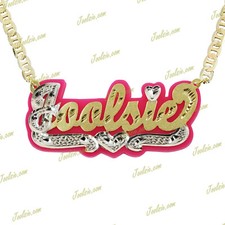 PERSONALIZED 14K GOLD PLATED ANY COLOR ONYX BACKGROUND ANY NAME / COLOR / CHAIN