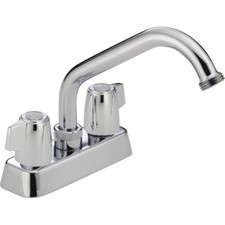 Dual Knob Handle 4" Centerset Chrome Laundry Sink Faucet Threaded Spout End