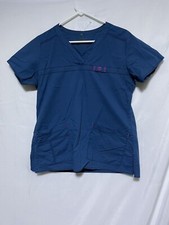 Woman  s Blue WonderWink Scrub Top Shirt Sz M