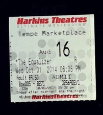 The Equalizer Film Movie Ticket Stub Harkin Theater Tempe Marketplace 10/1/2014​