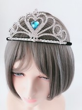 Girl Kids Metallic Princess Blue Crystal Birthday Heart Hair band Tiara Crown