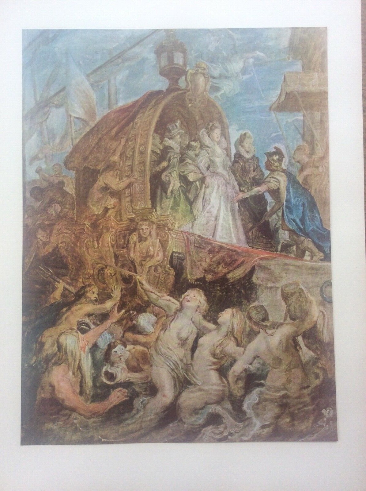 1958 Rubens Colour Print Old Master The Landing of Marie De Medicis ...