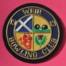 Weir Bowling Club thread and bullion wire blazer badge bowls
