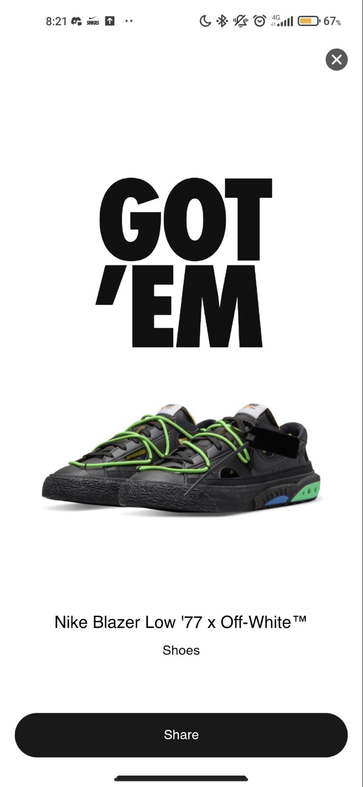 OFF WHITE X NIKE Blazer Low x Off White™️ Nero Verde Elettrico UK 5.5 US 6.5