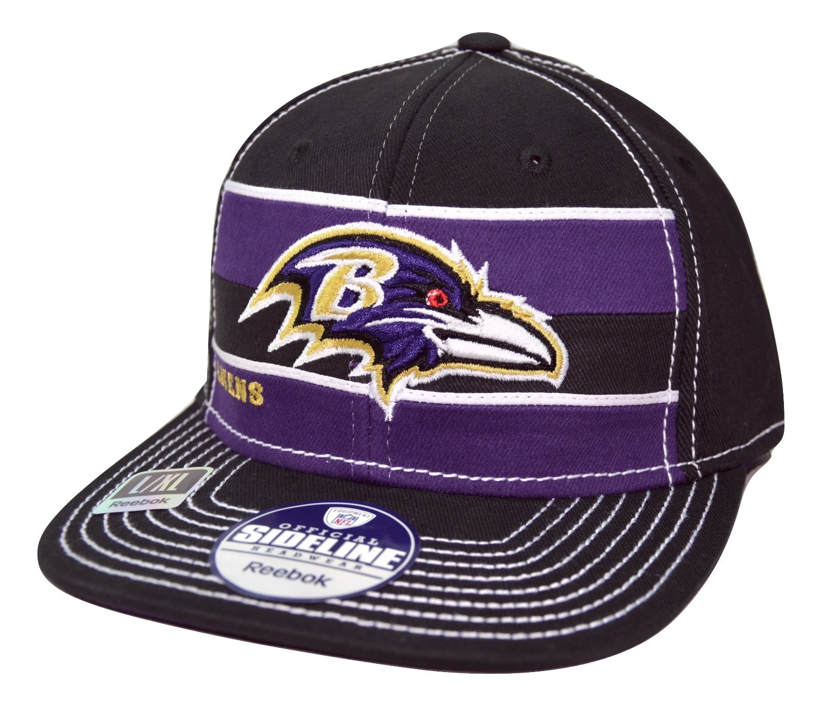 Baltimore Ravens Reebok NFL Football Scrimmage Stretch Fit Flat Bill Cap Hat