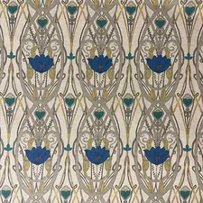 Jubilee Sapphire Double Width Fabric | Lilies | Art Nouveau Curtains Upholstery