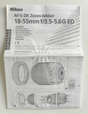 Nikon AF-S DX Zoom-Nikkor 18-55mm f/3.5-5.6G ED Lens Instruction Manual