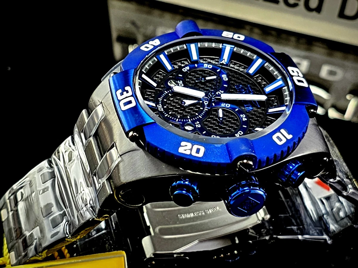 Invicta Men s 50mm COALITION FORCES Chronograph BLACK DIAL Blue Black Tone Watch
