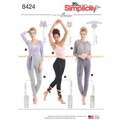SIMPLICITY 8424 STRICK LEGGINGS TANK WICKEL PULLOVER OBERTEIL Schnittmuster Gr.XXS-XXL