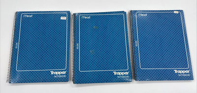Vintage Mead TRAPPER Notebook Spiral with Planning Guide College Blue 80 Sheets