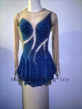 Figure Skating Dress Custom Girls Competition Ice Skating Dresses Blue