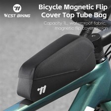 WEST BIKING Bicycle Frame Bag Waterproof Magnetic Flip Bike Top Tube Bag 1L