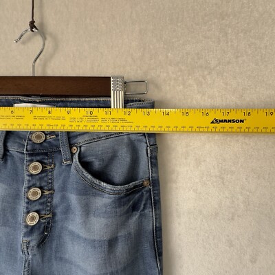 KanCan Jeans CUTE Button-Fly Stretch Unique Retro Distressed Wash
