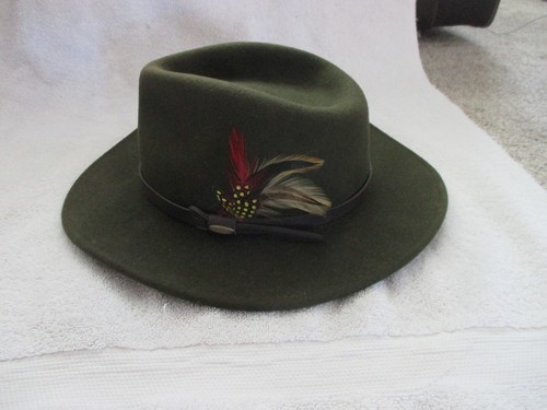 100% Wool Felt Outback Hat Forest Green 