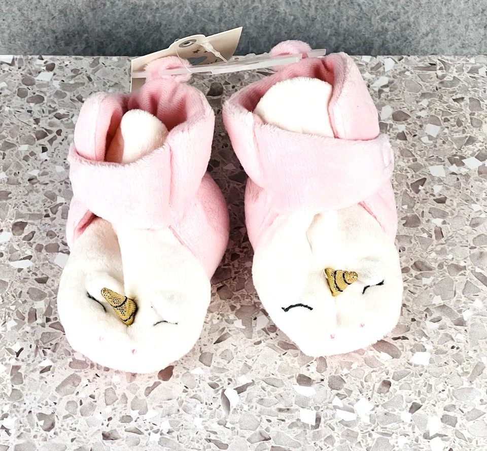 Cloud Island Unicorn Booties Infant 3–6M Pink Fleece Baby Shower Gift Soft Cute - Image 3 of 4