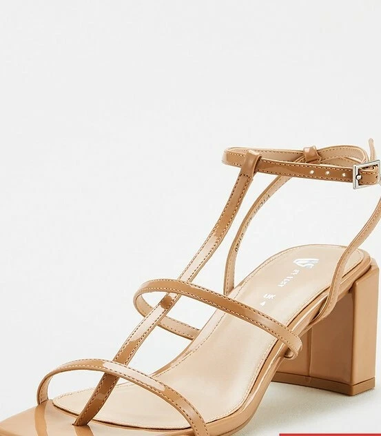 Womens V By Very Bellamy Square Toe Strappy Sandals Nude Size 6 eBay