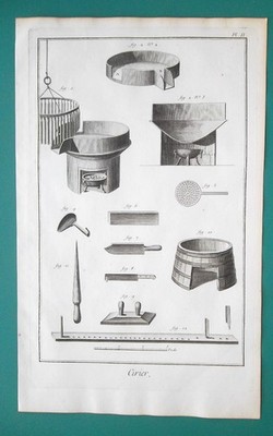 CANDLES Wicks Manufacture Tools Utensils - 3x 1763 Diderot Prints