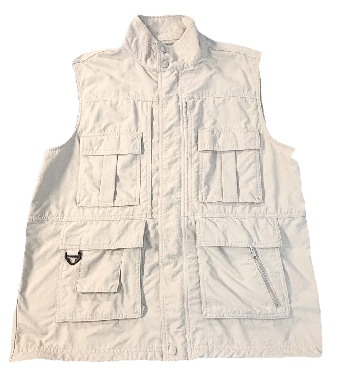 Travel Smith Mens Large Beige Utility Tactical Fishing Vest 12 Pockets Nylon