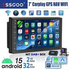 DAB+ Autoradio 2 DIN Android 15 32G Carplay 7 Zoll GPS NAVI RDS Bluetooth Kamera