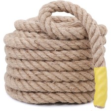 Natural Twisted Manila Jute Rope 1/2 Inch x 50 FT Heavy Duty Hemp Cord for