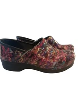 Dansko Women’s 39 Professional Clogs Knit Multi Patent Leather Comfort Work Shoe