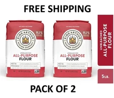King Arthur, All Purpose Unbleached Flour,Kosher, No Preservatives, 5 lb 2 Pack