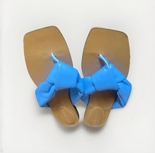 Marc Fisher Blue Twisted Strap Flat Toe-Post Slide Sandals, Women’s Size 7M