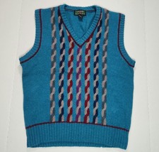 COLOURS by ALEXANDER JULIAN Mens M Sweater Vest 100 Shetland Wool Teal