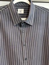 Old Navy Classic Fit Men's Dress shirt, Size XXL, Gray/Blue Stripe