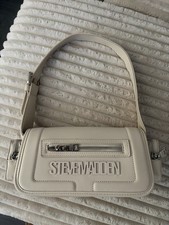 Steve Madden Beige Shoulder Bag with Logo and Zipper Accents