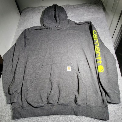 Carhartt Loose Fit Hoodie Men's Size XL Grey Sweatshirt Logo On The Sleeve