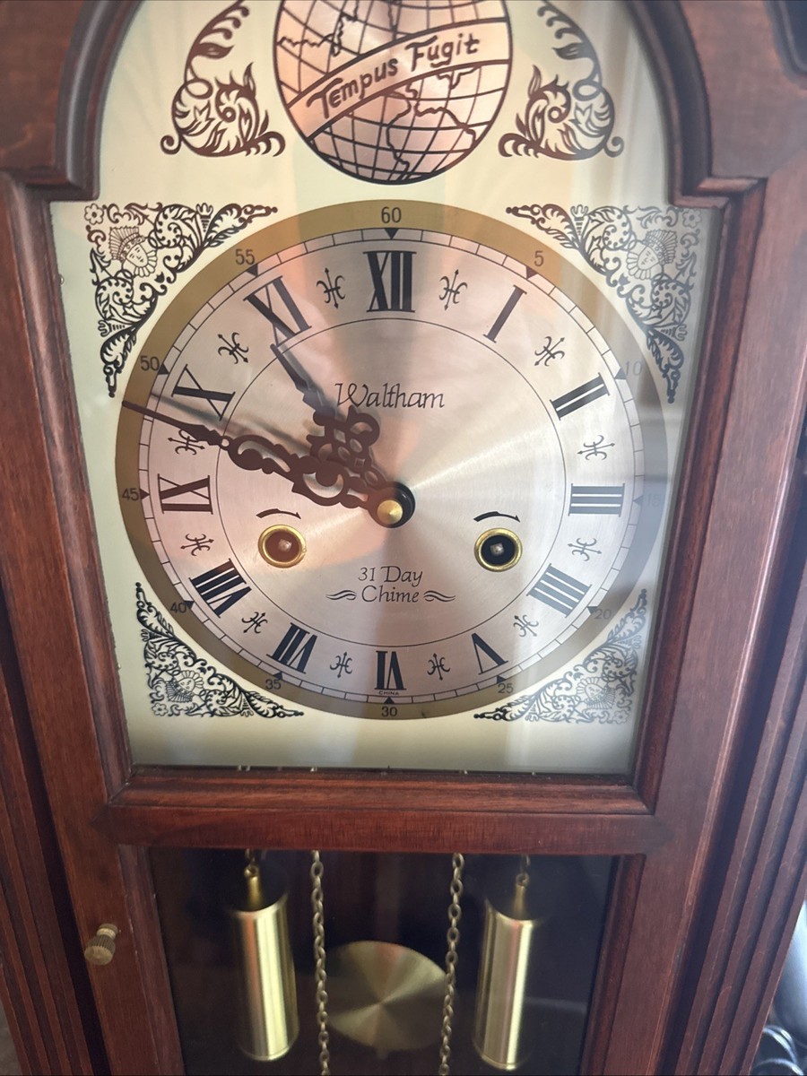 VTG Waltham Tempus Fugit 31 Day Wall Clock Pendulum Chime Key Wind