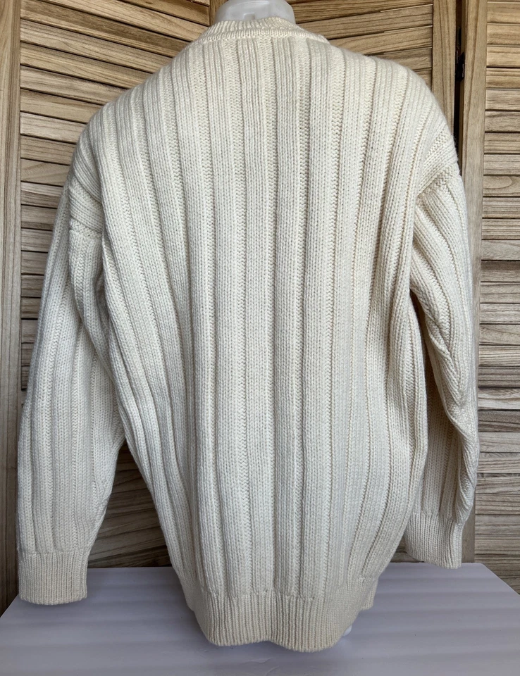 VTG BONNER IRELAND-Cream Cable Knit Wool Fishermans Sweater Mens XL  Heavy Warm - Image 2 of 4