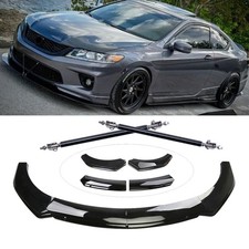 For Honda Accord Front Bumper Lip Spoiler With Strut Rod Gloss Black Body Kit For Honda Accord Front Bumper Lip Spoiler With Strut Rod Gloss Black Body Kit