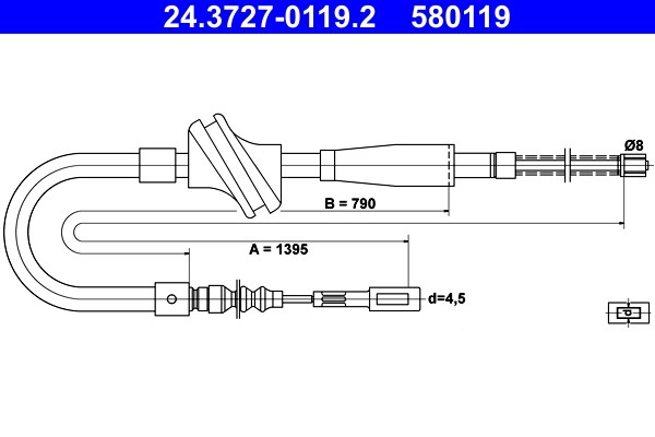Fits ATE 24.3727-0119.2 BRAKE CABLE