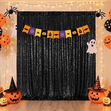 6x8 FT Black Sequin Photography Backdrop Curtain for Holiday Party Decoration
