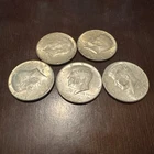 Lot of Five (5) 1964 Kennedy Silver Half Dollars - 90% Silver U.S. Coins