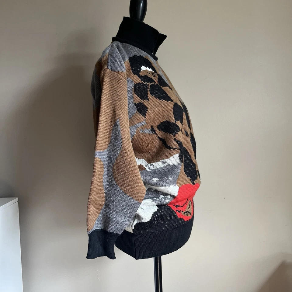 复古 80 年代 Mondi 德国抽象图形毛衣 尺寸 L 独立艺术包豪斯 — 第 3/4 张图片
