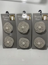 Vatican Homes Drapery Clips Brooch Woven Beige with Faux Pearl Embellishing New